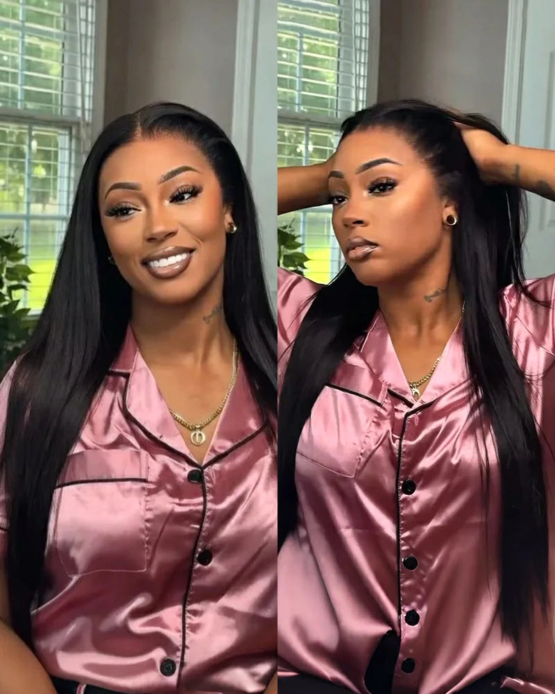 Arabella 13x6 Three-Go™ Glueless Extra Long Wig Silky Straight With Drawstring Natural Black 100% Human Hair Wig