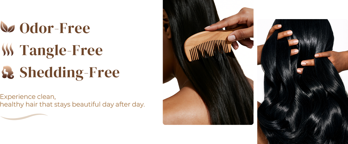 Odor-free, tangle-free, shedding-free human hair wig