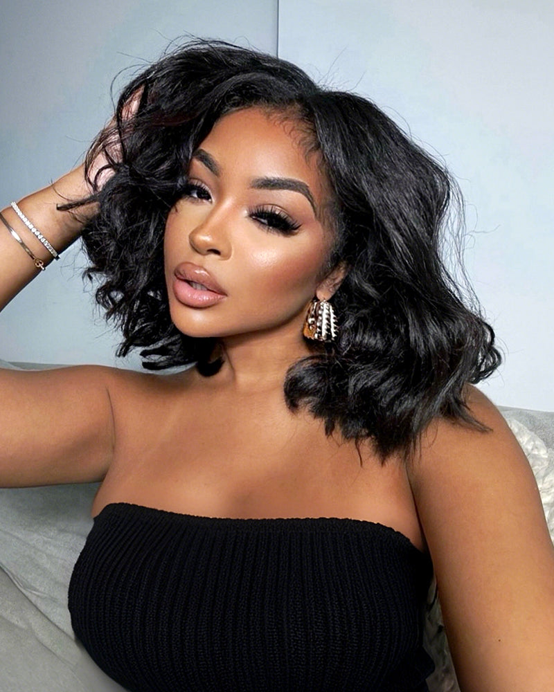 $199 = 2 WIGS | 18inch 13x6 Three-Go™ Glueless Body Wave Plus 12inch 6x5 Glueless Pre-cut Lace Loose Wave Bob Wig