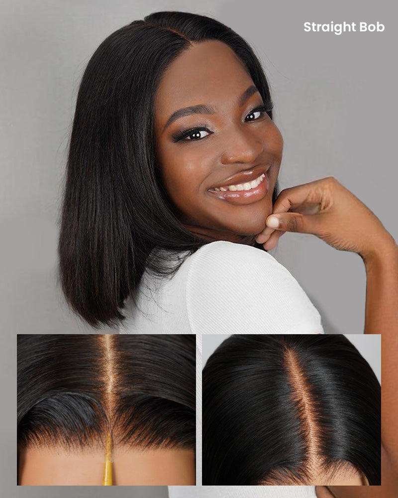 【Bogo Sale】Natural Black Silky Straight Wigs 6x6 Lace Glueless Human Hair Wigs Middle Part