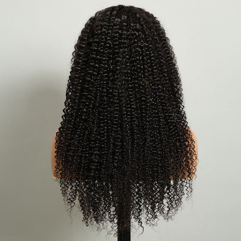 15A Grade 13x4 Lace Front Afro Curly Bleached Knots Natural Black Human Hair Wigs