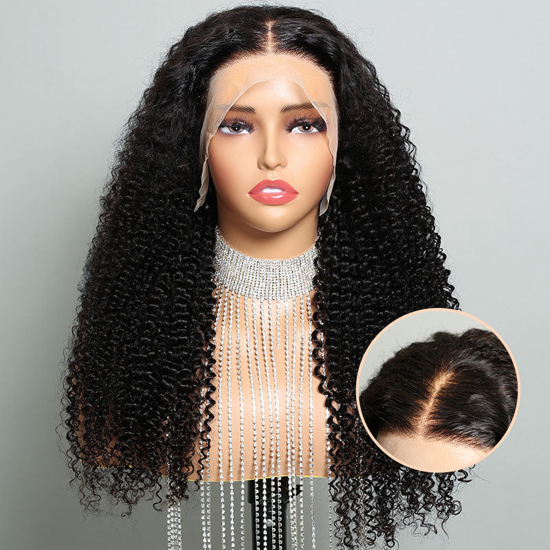15A Grade 13x4 Lace Front Afro Curly Bleached Knots Natural Black Human Hair Wigs