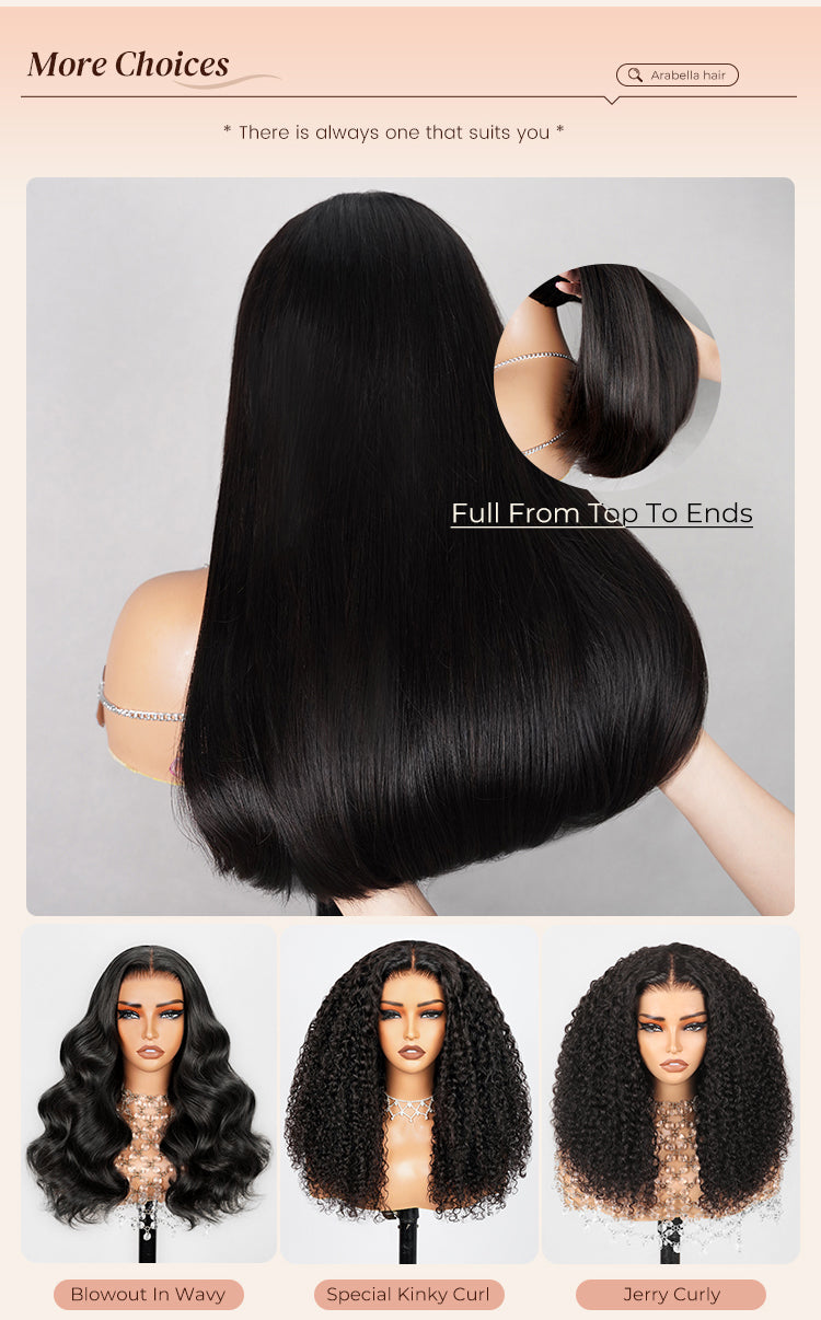 Collage of Silky Straight Wig Variants