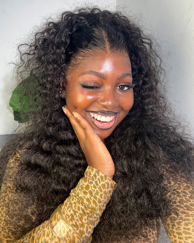 【Extra Long Wigs Sale】Arabella 13x6 Three-Go™ Glueless Wig Water Wave With Drawstring Natural Black 100% Human Hair Wig