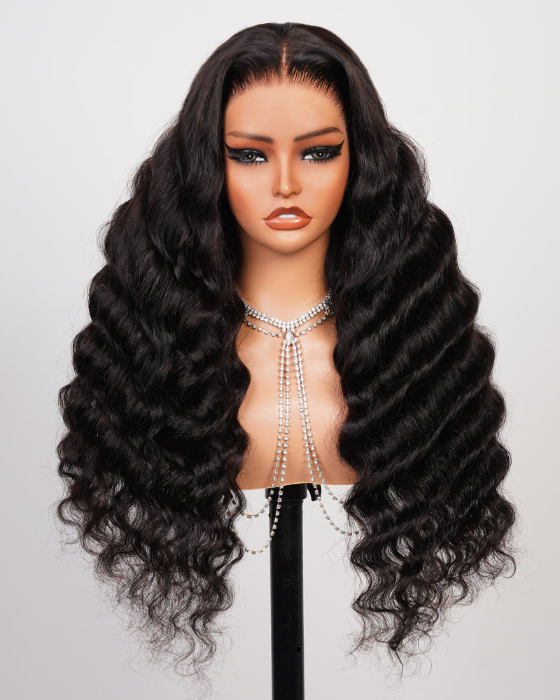 【$299 = 2 WIGS】Arabella 13x6 Three-Go™ Glueless Wig Loose Deep Wave With Drawstring Natural Black 100% Human Hair Wig
