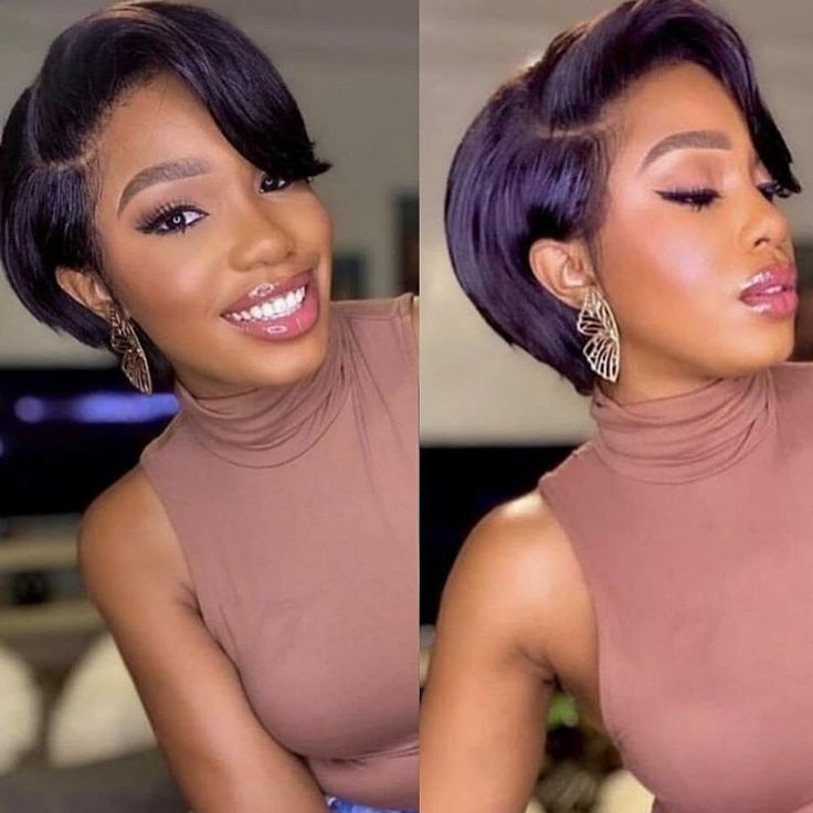 Pixie Cut Straight Human Hair Wigs PrePlucked Wig Cardi B Style Remy Brazilian Hair Glueless Short Bob Wigs