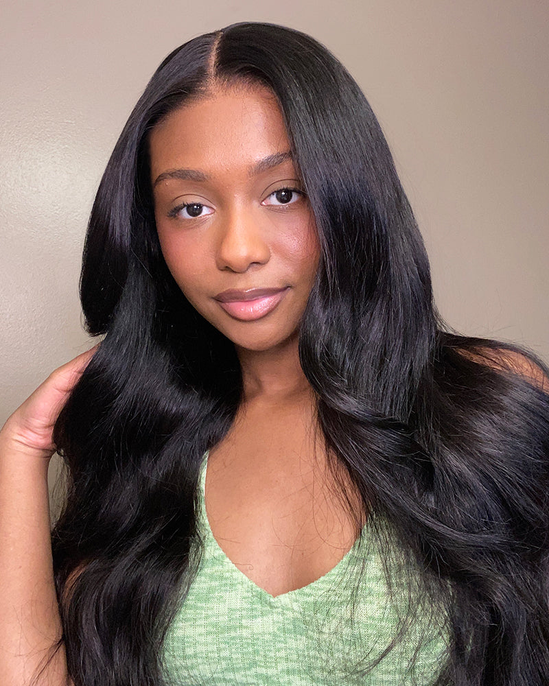 Value Set | Arabella 13x6 Three-Go™ Glueless Wig Body Wave With Drawstring Natural Black 100% Human Hair Wig
