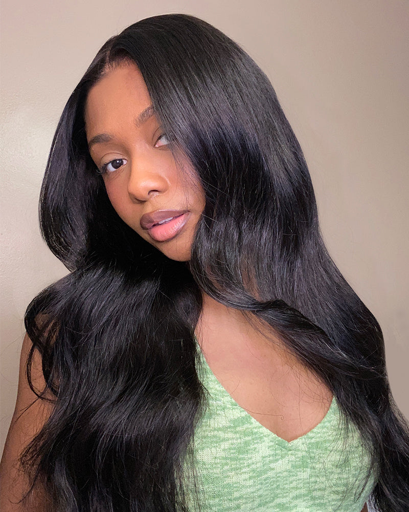 Value Set | Arabella 13x6 Three-Go™ Glueless Wig Body Wave With Drawstring Natural Black 100% Human Hair Wig