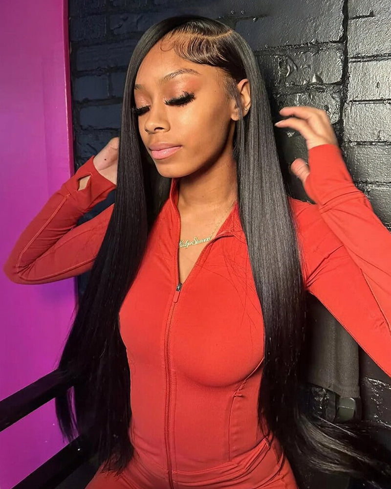 Arabella 6x5 Invisible Knots & 13x4 Frontal Lace Straight Wig Pre-cut Lace Natural Black Beginner Friendly