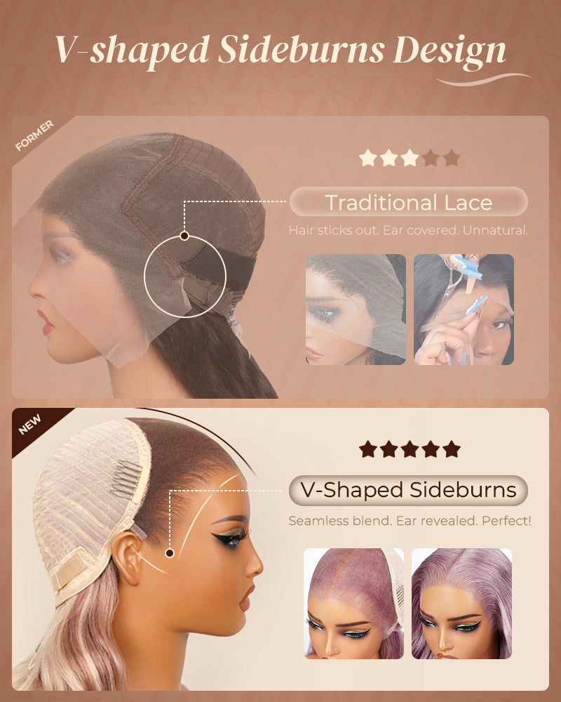000Arabella 13x6 Three-Go™ Ash Purple Glueless Wig Silky Straight With Drawstring 100% Human Hair Wig