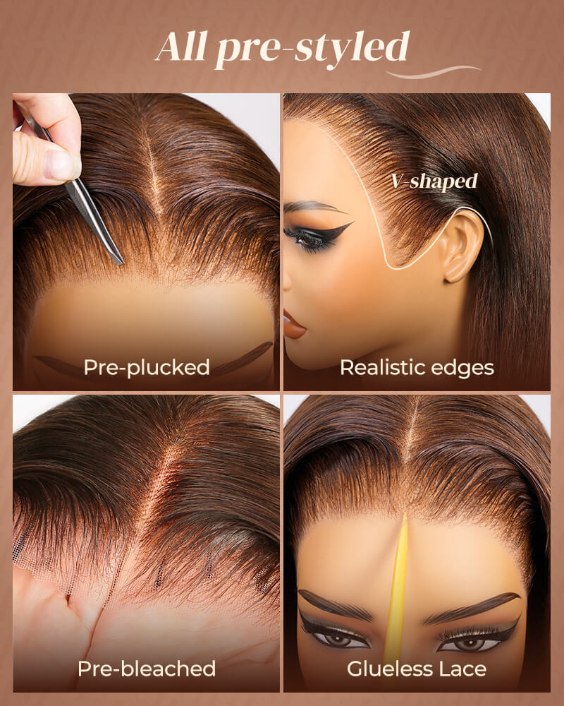 【VIP Offer】Arabella 13x6 Three-Go™ Chocolate Brown Glueless Wig Silky Straight With Drawstring 100% Human Hair Wig