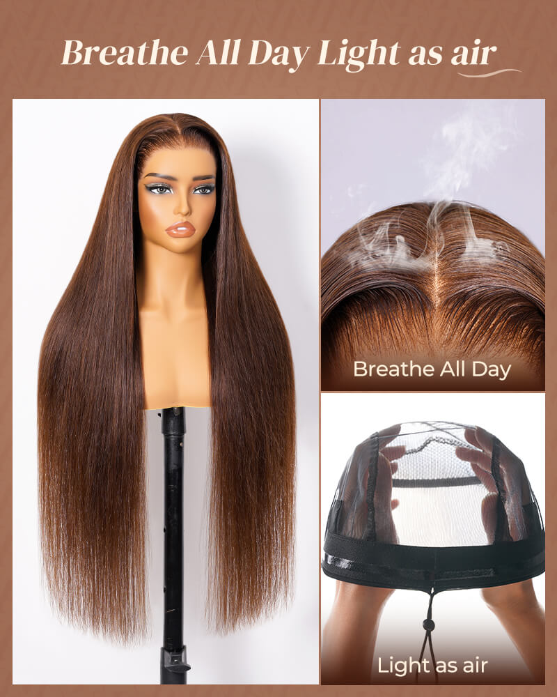 Value Set | Arabella 13x6 Three-Go™ Chocolate Brown Glueless Wig Body Wave With Drawstring 100% Human Hair Wig