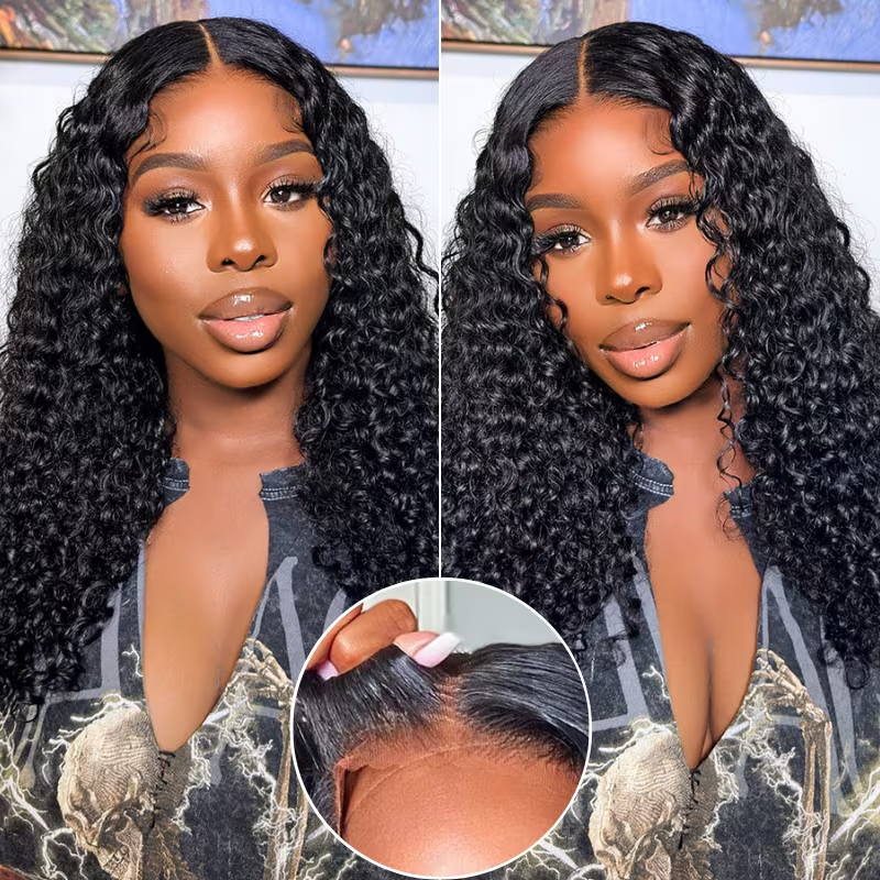Glueless 6x5 Pre-Cut Lace Closure Jerry Curly Wear&Go Upgrade HD Lace Natural Black Human Hair Wig Beginner-Friendly