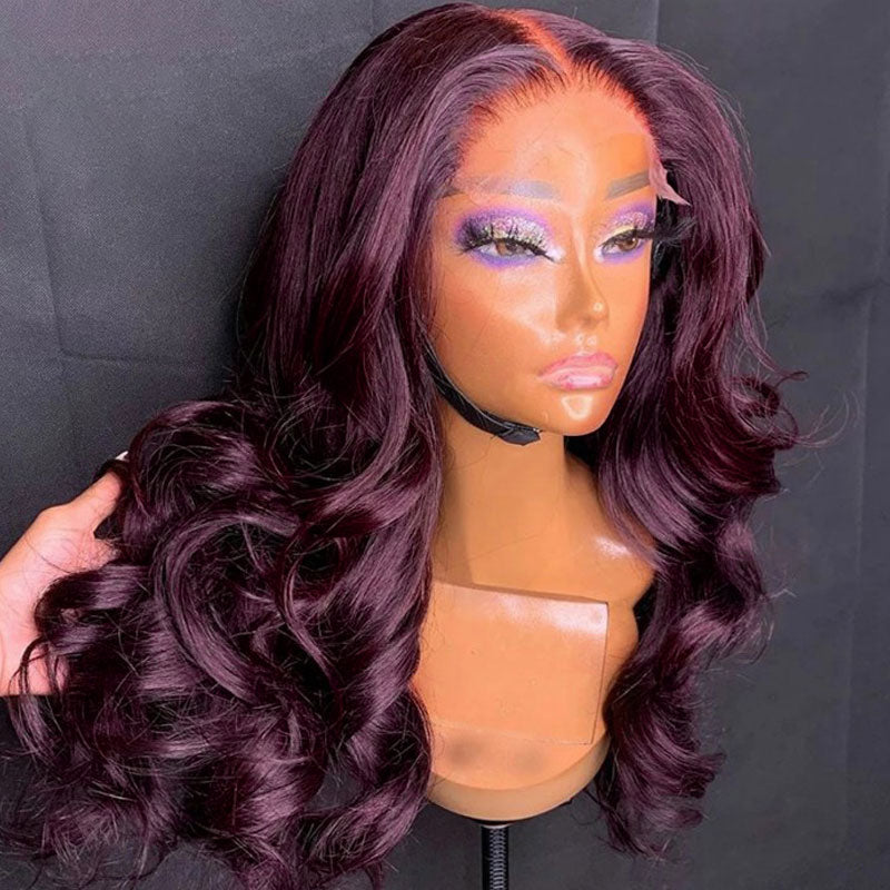 Human hair wig New Arrival Dark Purple Plum Color Wigs Body Wave 5x5/13x4 Transparent Lace Frontal Wigs Human Hair Wigs Preplucked - arabellahair.com
