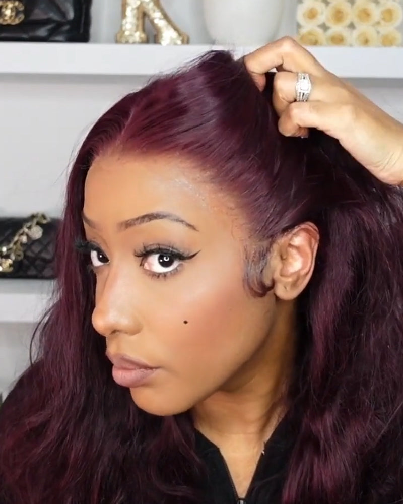 Arabella 13x6 Three-Go™ Dark Plum Glueless Wig Body Wave With Drawstring 100% Human Hair Wig