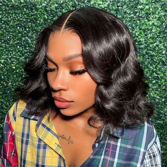 10" 5x5 Glueless Lace Short Body Wave Natural Colored Bob Wig Human Hair Wigs