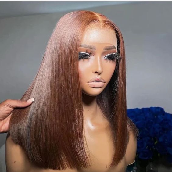 Arabella 6x5 invisible knots Glueless & 13x4 lace Chocolate Brown Straight Bob Wig Pre-cut Lace Beginner Friendly