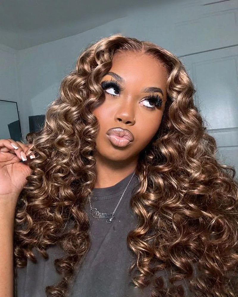 【VIP Offer】Arabella 13x6 Three-Go™ Ombre Highlight Honey Blonde Glueless Wig Wand Curl With Drawstring 100% Human Hair Wig