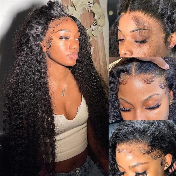 30" 5x5 Glueless Lace Deep Wave Wig Natural Black Human Hair Wigs