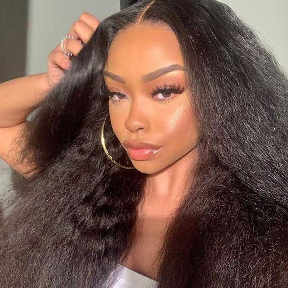Glueless 6x5 Pre-Cut Lace Closure Yaki Straight Wear&Go Upgrade HD Lace Natural Black Human Hair Wig Beginner-Friendly