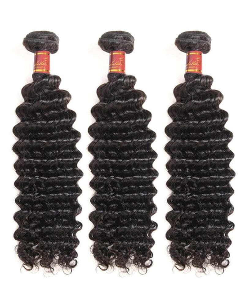 {12A 3Pcs} Deep Wave Unprocessed Virgin Brazilian Hair 3 Bundles 12A Grade Human Hair Arabella Hair