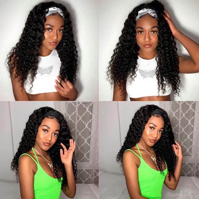 Headband Wig Glueless Natural Human Hair Wig Deep Wave Wig Lazy Girl Approved - arabellahair.com