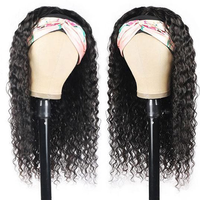 Headband Wig Glueless Natural Human Hair Wig Deep Wave Wig Lazy Girl Approved - arabellahair.com