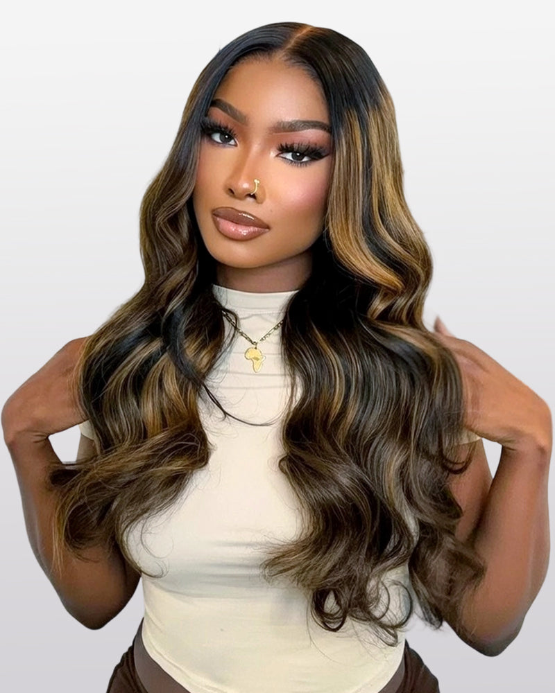 Arabella 13x6 Three-Go™ Balayage Highlight Glueless Wig Body Wave With Drawstring 100% Human Hair Wig