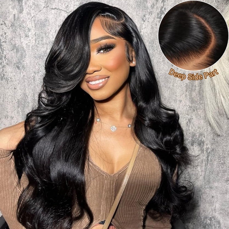 000 13x4 Lace Loose Body Wave Easy-Wear Natural Hairline Upgrade HD Lace Bleached Knots Natural Black Human Hair Wig Beginner-Friendly