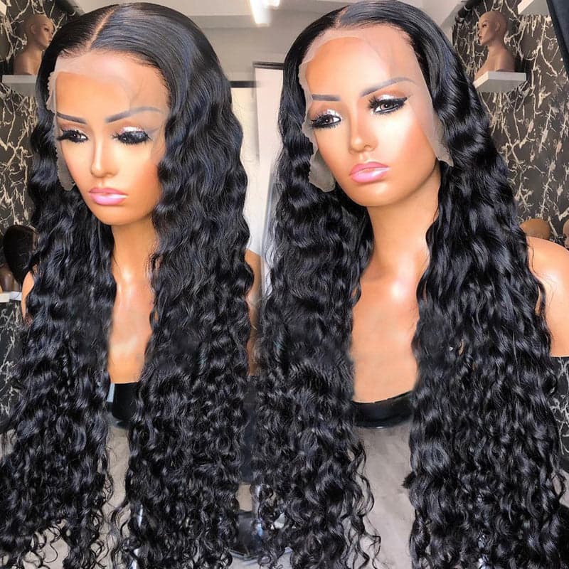 32" 13x4 Lace Body Wave Upgrade Lace Natural Wave Black Human Hair Wig
