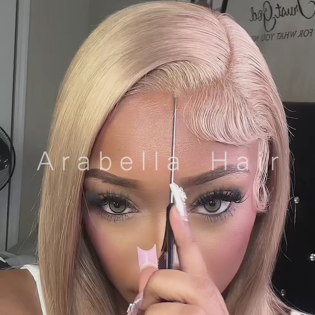 【Bogo Sale】Limited Design Ash Honey Blonde Colored Straight Bob Glueless 6x5 Pre-Cut Lace Human Hair Wigs
