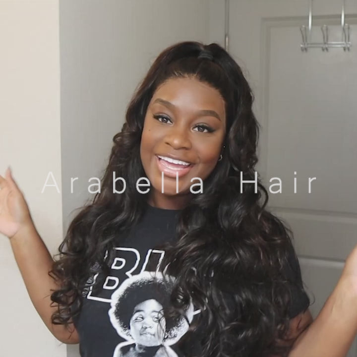 Brown Highlight Color Pre-Cut 13x4 Glueless Lace Front Natural Black Wear&Go Upgrade HD Lace Body Wave Human Hair Wig Beginner-Friendly