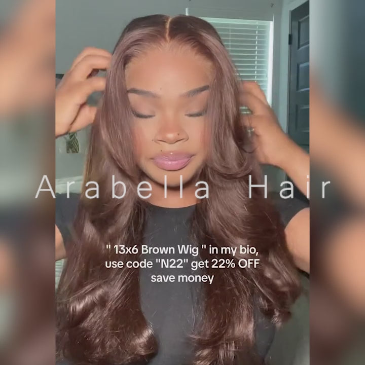 Chestnut Dark Brown Color Wig 13x6 Lace Front Wig Body Wave Human Hair Free Part