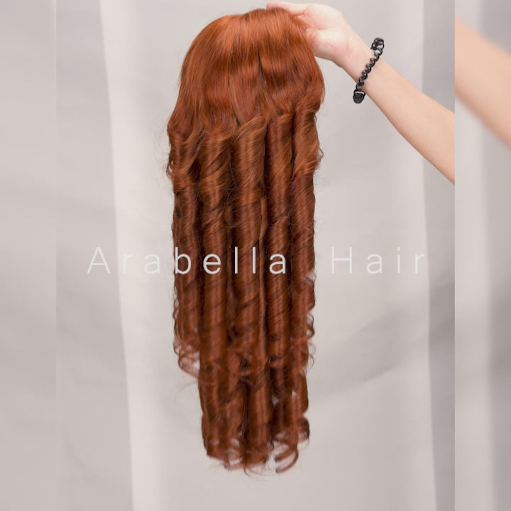 6x5 Pre-Cut Lace Dark Ginger Brown Colored C Part Wear&Go Glueless Loose Body Wave Human Hair Wigs