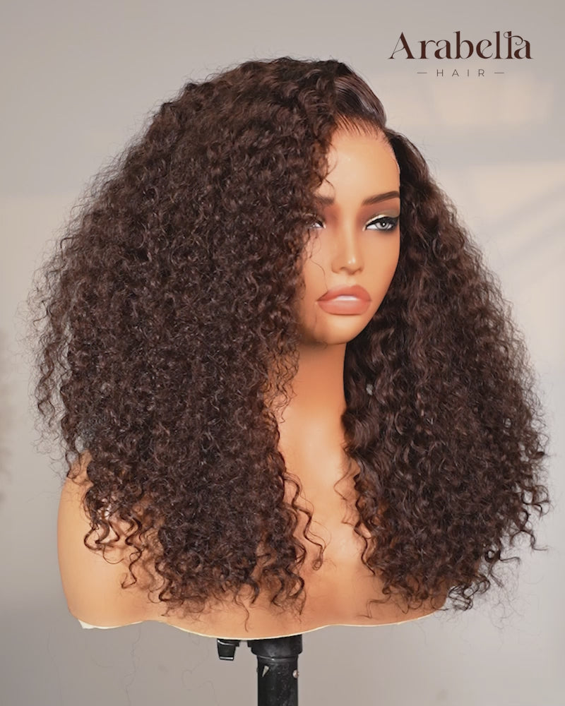 Arabella 13x6 Three-Go™ Chocolate Brown Glueless Wig Water Wave With Drawstring 100% Human Hair Wig