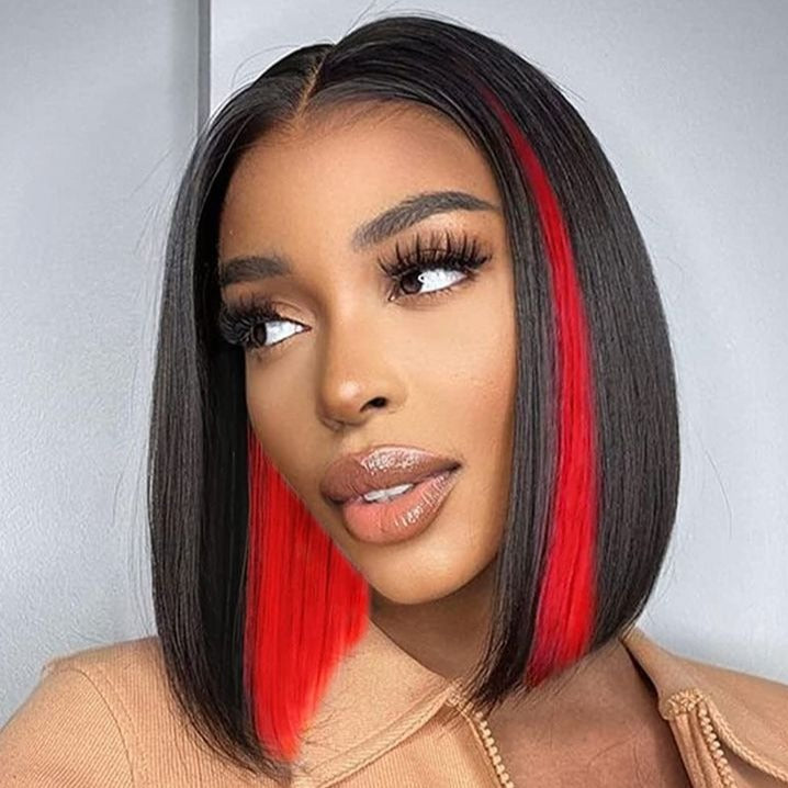 Highlight Red Color+Omber 4/27 Color-Straight-14inches-4x4 Lace{BOGO SALE}