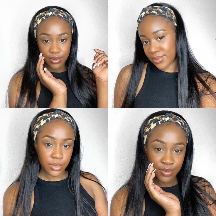 18" Glueless Headband Straight Full Machine Made No Lace Human Hair Wig