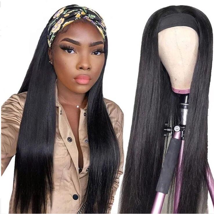 Headband Wig Human Hair Straight Wig Full Machine Made Wig Lazy Girl Approved - arabellahair.com