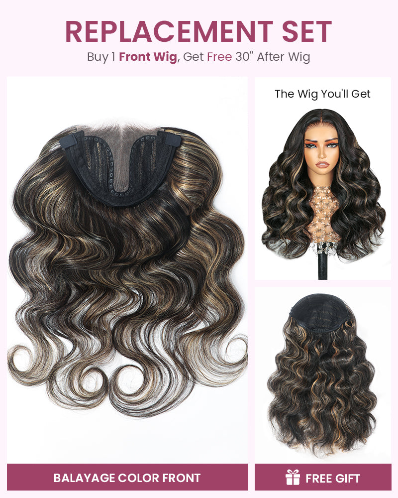 ZIP & Mix-All Wigs | Body Wave 6-Inch Deep Lace Color Optional Replaceable Front Wigs With Free 30 Inch After Wigs