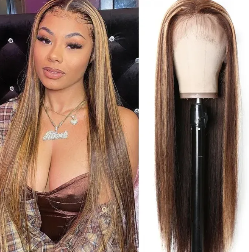 Human hair wig 26" Piano Highlight Colored Wigs 4x4 Lace Closure Glueless Wigs Human Hair Wigs - arabellahair.com
