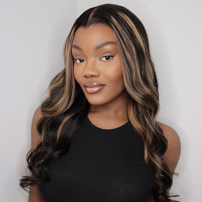 Bogo Sale | Highlight Color+Natural Color-Body Wave-18inches-4x4 Lace