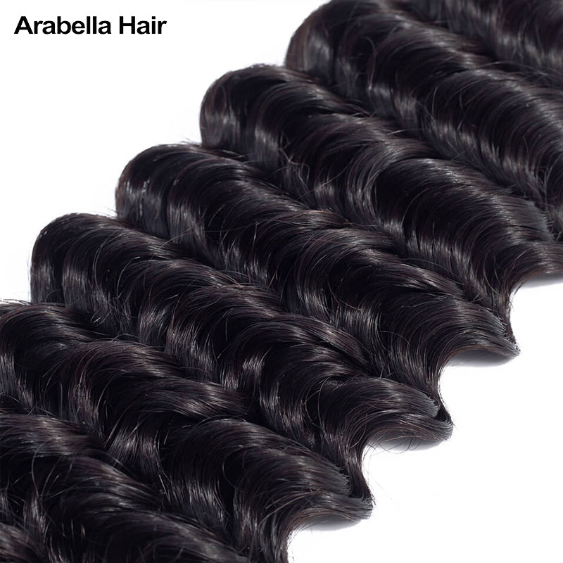 Human hair wig {15A 3Pcs} Deep Wave Double Drawn Full End Unprocessed Hair Natural Black 3 Bundles/pack - arabellahair.com