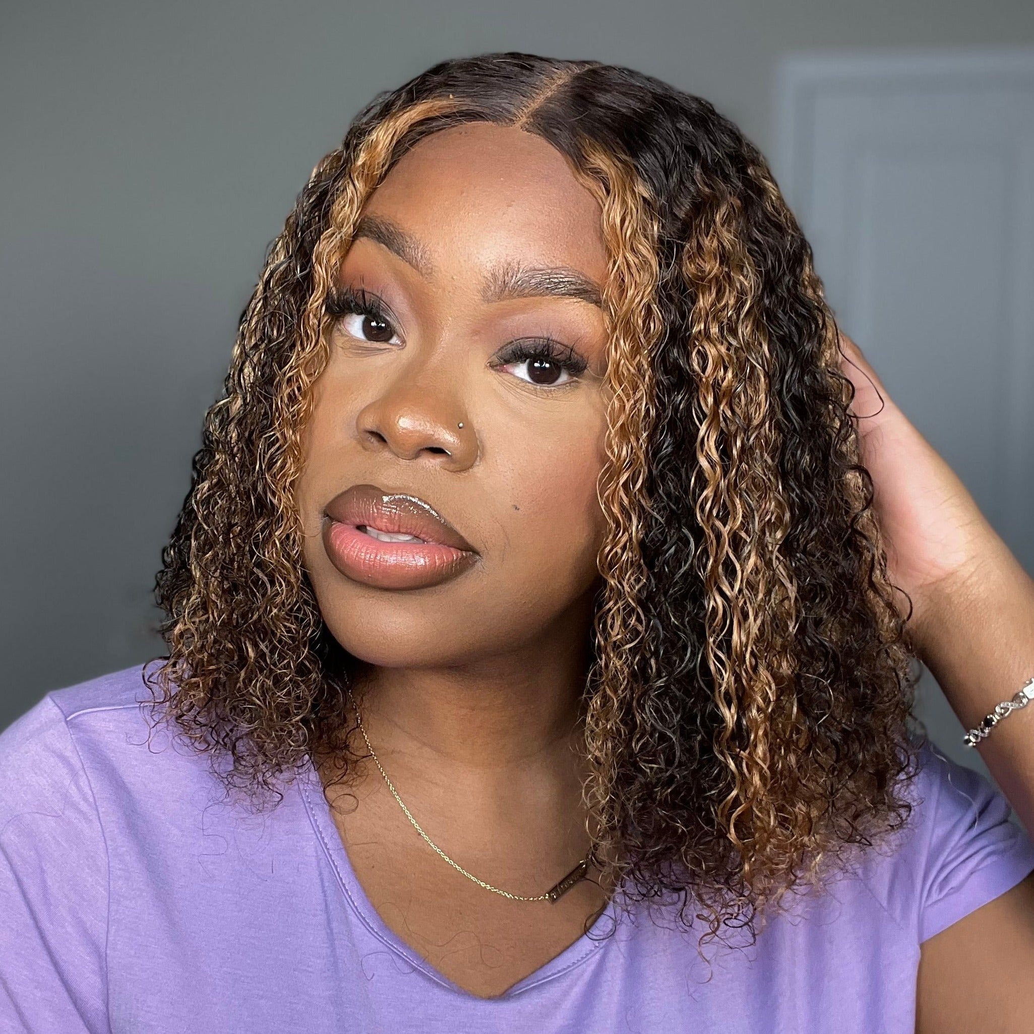 Highlight Deep Curly Bob Wig 4/27 Ombre Honey Blonde Piano Highlights Color Wig Bouncy Curly Transparent Lace Front Human Hair Wigs - arabellahair.com