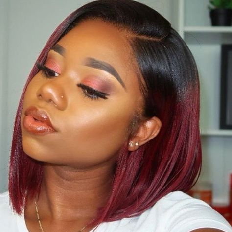 Burgundy Red Color Bob Wigs 4*4 Lace Wigs 1B99J Natural Straight Human Hair Bob Wigs Upgrade Transparent Lace 180% Density - arabellahair.com