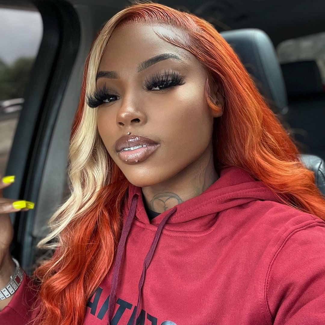 Skunk Stripe Ginger Blonde Ombre Wigs Transparent 13*4 Lace Front Wig Body Wave Lace Frontal Human Hair Wig - arabellahair.com