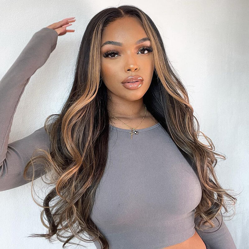 Bogo Sale | Highlight Color+Natural Color-Body Wave-18inches-4x4 Lace