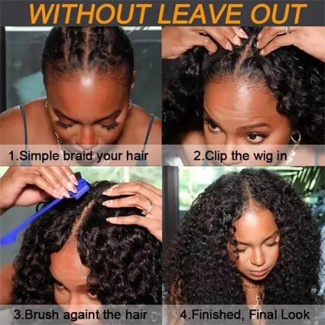 Deep Curly V Part Wig Beginner Friendly Natural Scalp Curly Human Hair Without Leave Out Upgrade U part Wig Glueless 0 Skill Needed - arabellahair.com