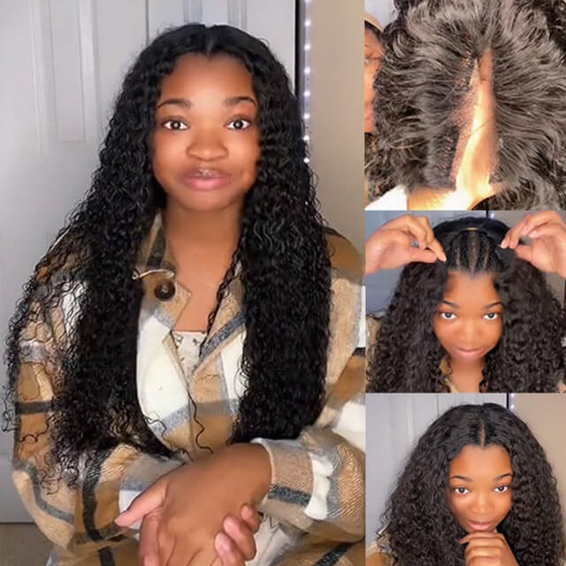 Deep Curly V Part Wig Beginner Friendly Natural Scalp Curly Human Hair Without Leave Out Upgrade U part Wig Glueless 0 Skill Needed - arabellahair.com
