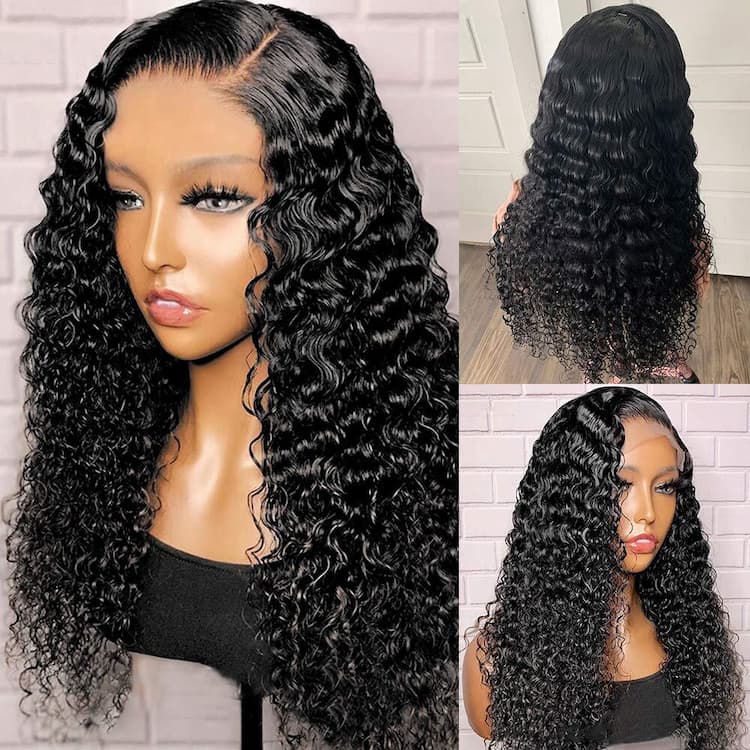 $99.9 16" Deep Wave 5*5 Lace Closure Human Hair Wig Natual Black - arabellahair.com