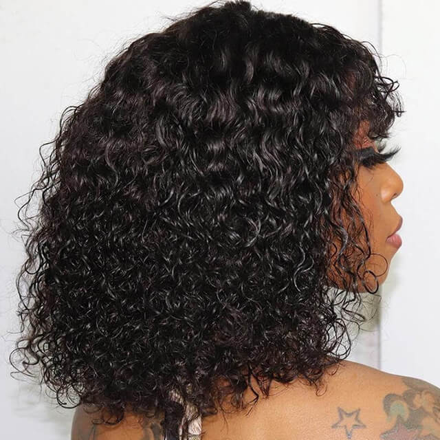 Jerry Curly Bob Wig With Bangs Full Machine Made For Women Fringe Wigs Non-Lace Wig - arabellahair.com